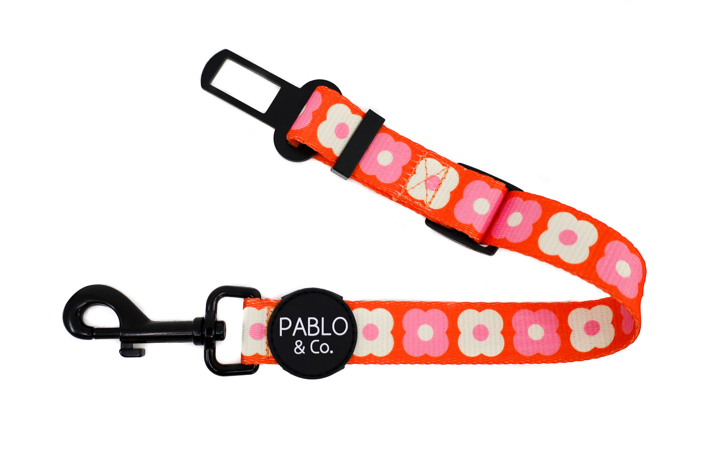 Pink Checkered Daisies: Adjustable Car Restraint