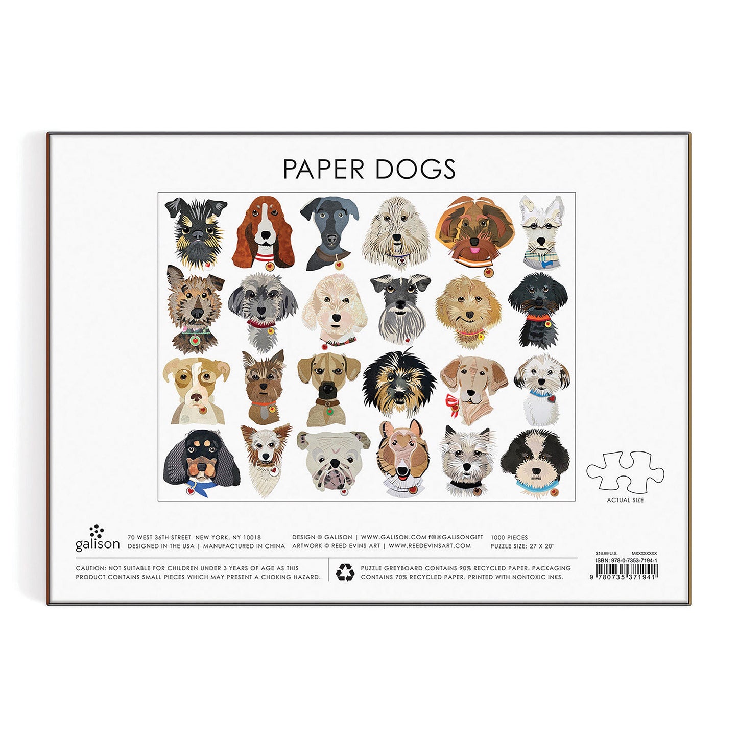 Galison - Paper Dogs Puzzle 1000 Piece