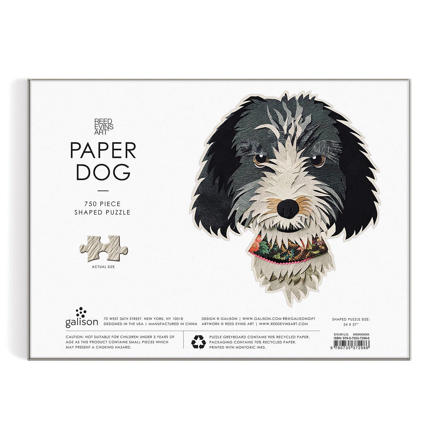 Galison - Paper Dog Shaped Puzzle 750 Piece