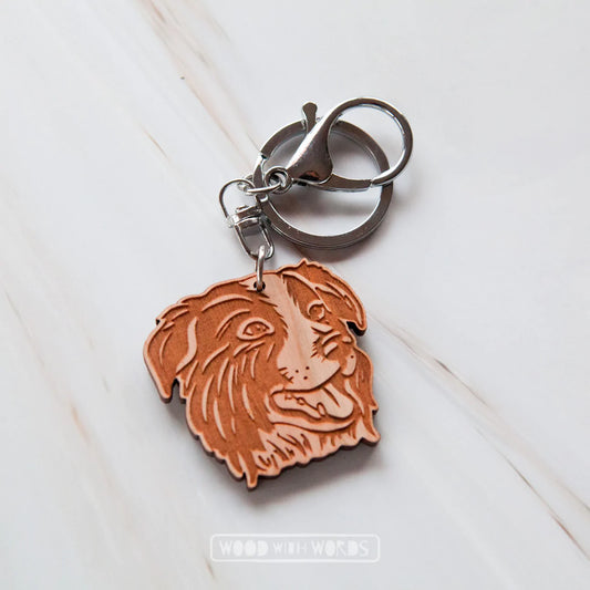 Wooden Keyring: Border Collie