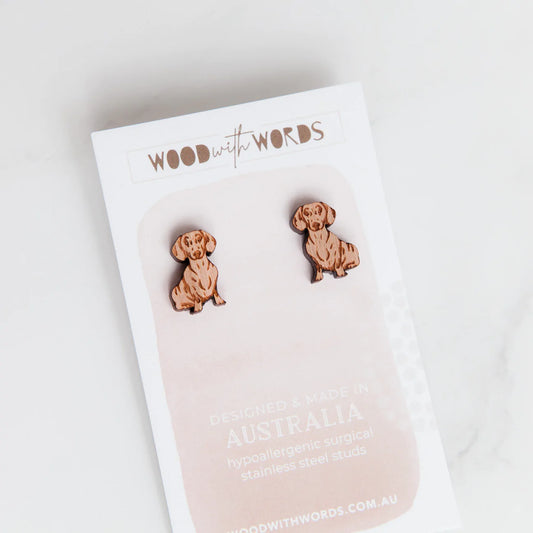 Wooden Earrings: Dachshund