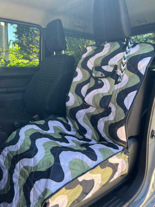 Navy Wavy: Deluxe Single Car Seat Cover