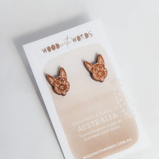 Wooden Earrings: German Shepherd