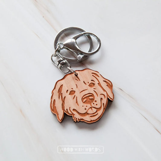 Wooden Keyring: Golden Retriever