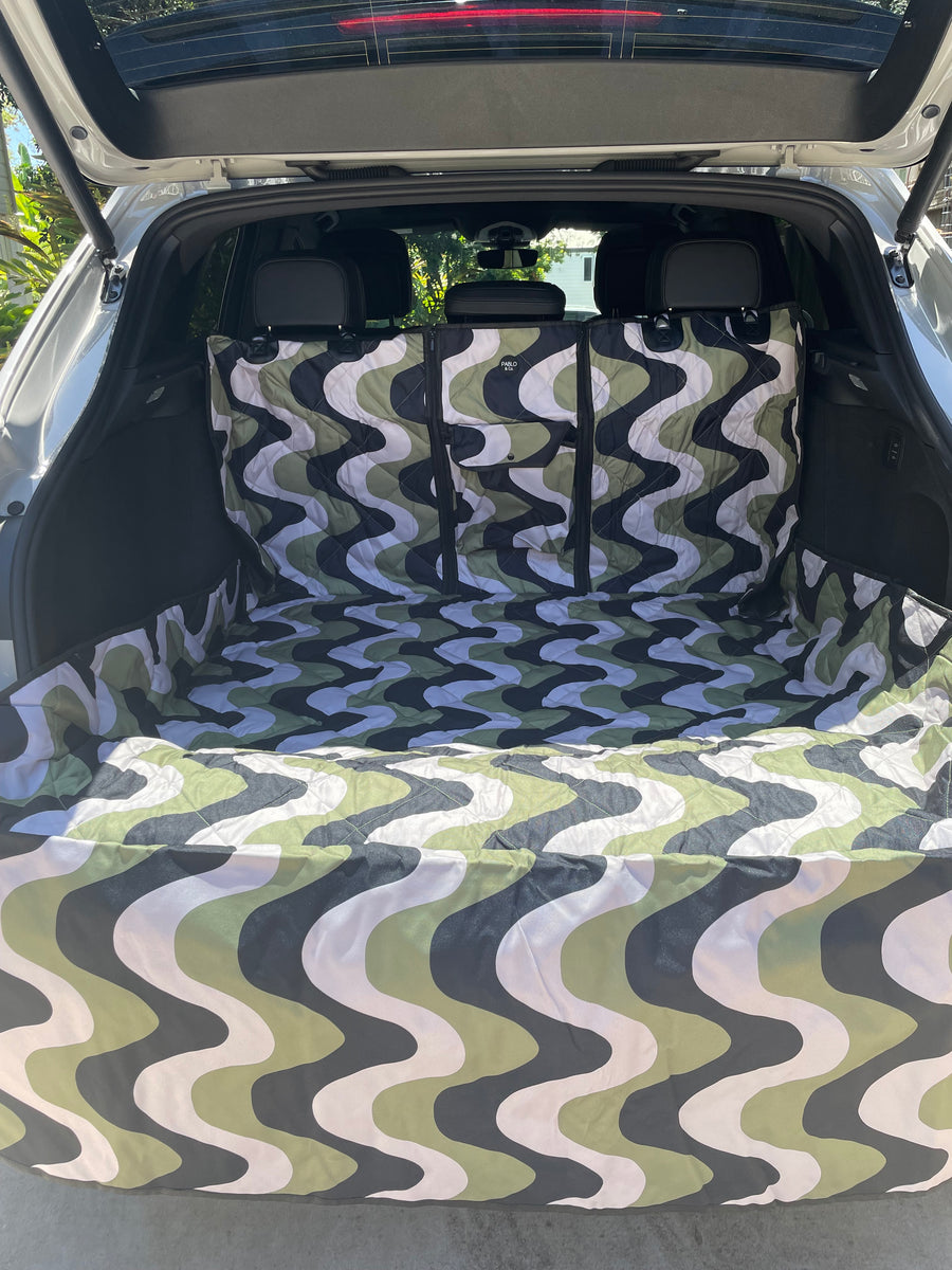 Navy Wavy Deluxe Car Boot Cover Pablo & Co. Boutique
