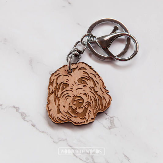 Wooden Keyring: Labradoodle