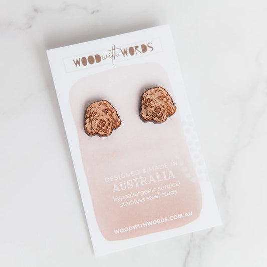 Wooden Earrings: Labradoodle