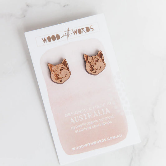 Wooden Earrings: Shiba Inu