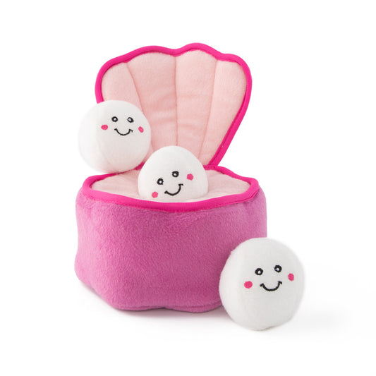 Zippy Paws:  Pearls in Oyster Burrow Toy